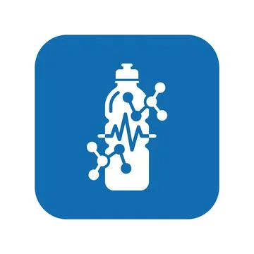 Water bottle with blue molecules and pulse line for health. Stock Illustration
