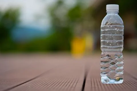 Water in the bottle closeup Stock Photos