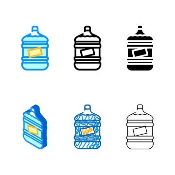 Water bottle color icon vector flat range Stock Illustration