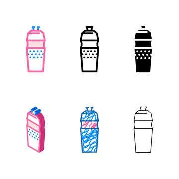 Water bottle color icon vector types Ilustração Stock