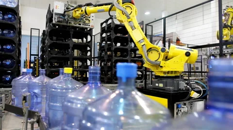 Water bottle conveyor industry Stock Footage 48705149