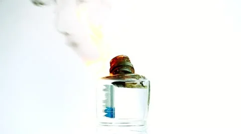 Water bottle on fire FX Stock Footage 14834968