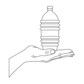 Water bottle on hand in black Stock Illustration
