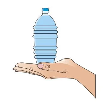 Water bottle on hand Stock Illustration