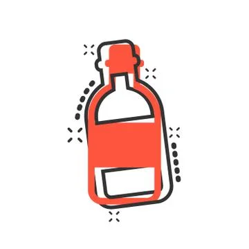 Water bottle icon in comic style. Plastic soda bottle vector cartoon illustra Stock Illustration