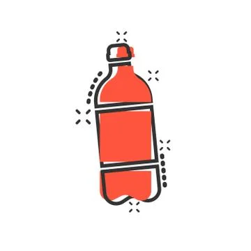 Water bottle icon in comic style. Plastic soda bottle vector cartoon illustra Stock Illustration