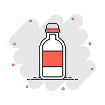 Water bottle icon in comic style. Plastic soda bottle vector cartoon illustra Stock Illustration