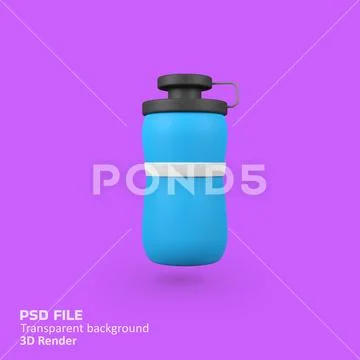 Water Bottle isolated 3d render icon illustration PSD Template