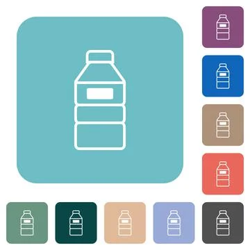 Water bottle with label rounded square flat icons Stock Illustration