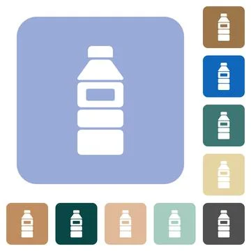 Water bottle with label rounded square flat icons Stock Illustration