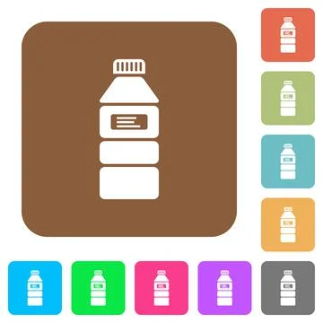 Water bottle with label rounded square flat icons Stock Illustration