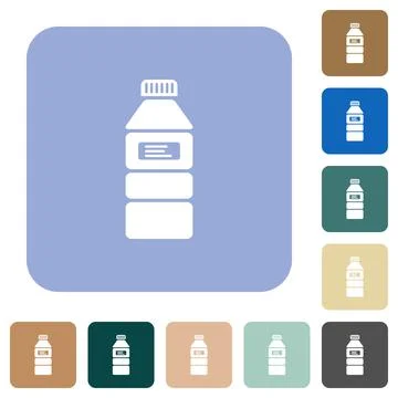 Water bottle with label rounded square flat icons Stock Illustration