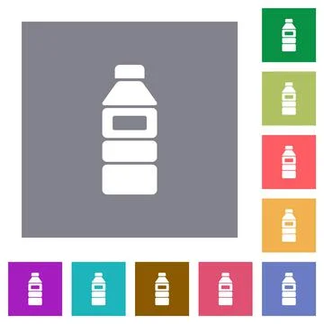 Water bottle with label square flat icons 스톡 일러스트