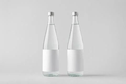 Water Bottle Mock-Up - Two Bottles. Blank Label Stock Photos