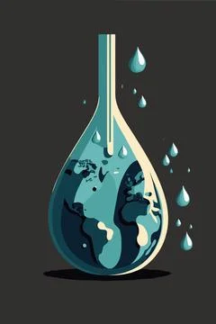 Water bottle with planet earth inside Stock Illustration