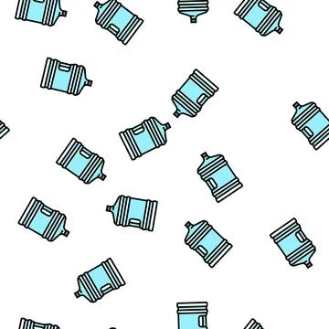 Water bottle for prepare coffee vector seamless pattern Stock Illustration