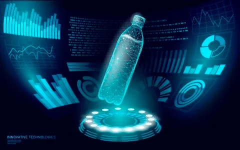 Water bottle quality test science engineering concept. Lab control research Illustrazione stock