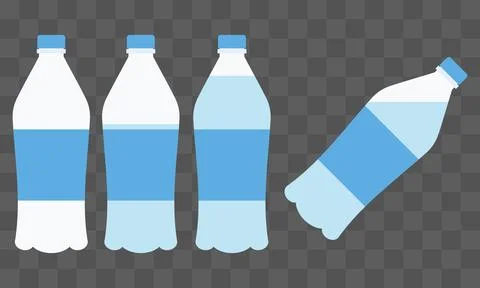 Water Bottle Vector Set - Empty, Half-Full and Full Plastic Bottles Illustration
