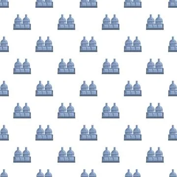 Water bottles in a crate repeating pattern Stock Illustration