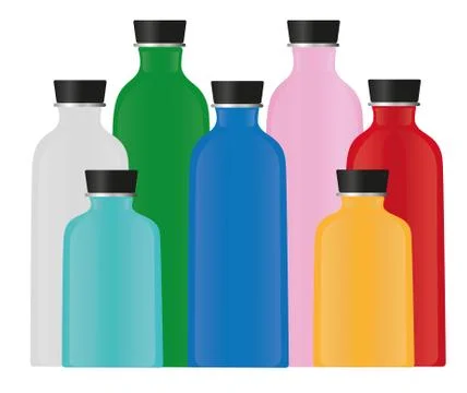 Water bottles with different colour Stock Illustration