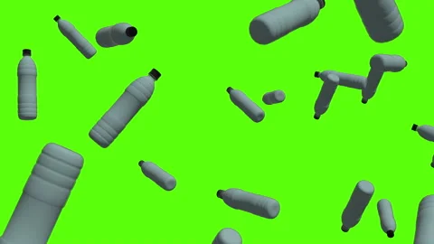 Water bottles exploding over green screen. Hydration bottles explosion Stock Footage 239124643