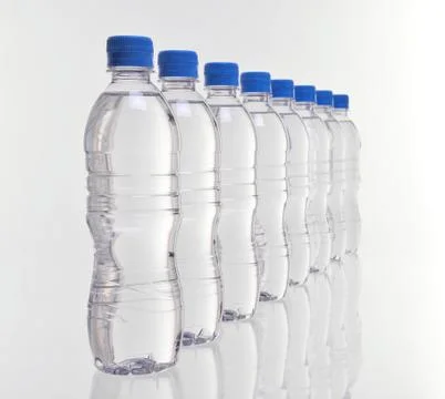 Water bottles row 스톡 사진