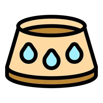 Water bowl with three drops representing hydration and pet care Stock Illustration