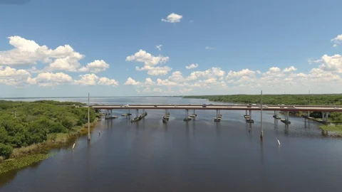 Water, Bridge and Trees Stock Footage 108878018
