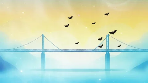 Water Bridge: Bats In Flight Animation Stock Footage 305434127