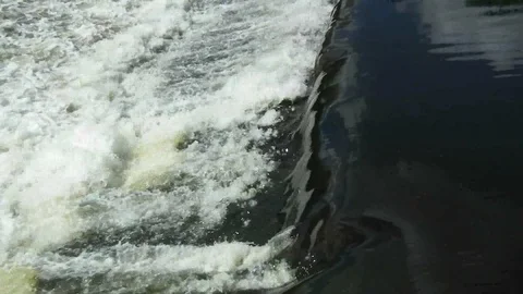 The water is bubble after the threshold on the river Stock Footage 92613693