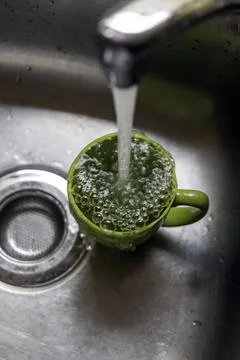 Water with bubble in cup Stock Photos