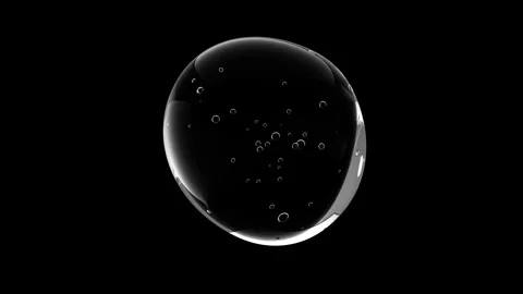Water bubble element animation. Movement of air bubbles on black background. Stock Footage 265124985