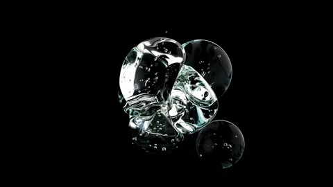 Water bubble element animation. Movement of air bubbles on black background. Stock Footage 265125512