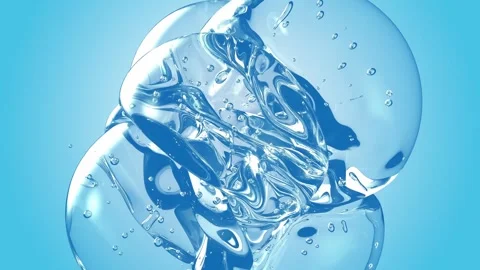 Water bubble element animation. Movement of air bubbles on blue background. Stock Footage 265125938