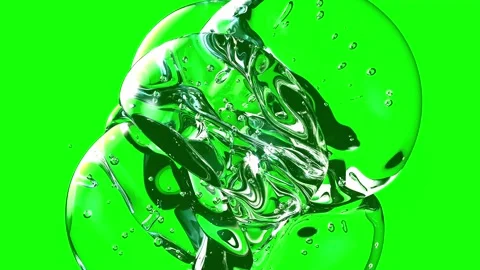 Water bubble element animation. Movement of air bubbles on green screen. Stock Footage 265126022