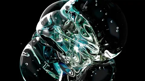 Water bubble element animation. Movement of air bubbles on black background. Stock Footage 265126023