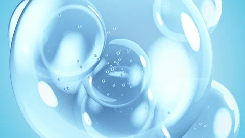 Water bubble element animation. Movement of air bubbles on blue background. 스톡 동영상 269454913