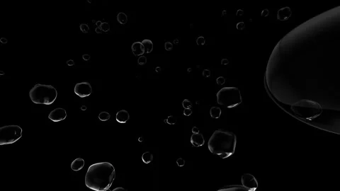 Water bubble element animation. Movement of air bubbles on black background. Stock Footage 302879168