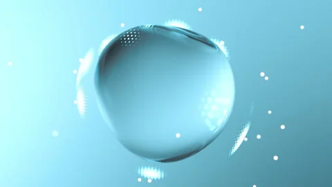 Water bubble protected by shield from attacking particles. Cyber shield Stock Footage 279451896