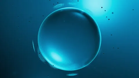 Water bubble protected by shield from attacking particles. Cyber shield Stock Footage 280178179