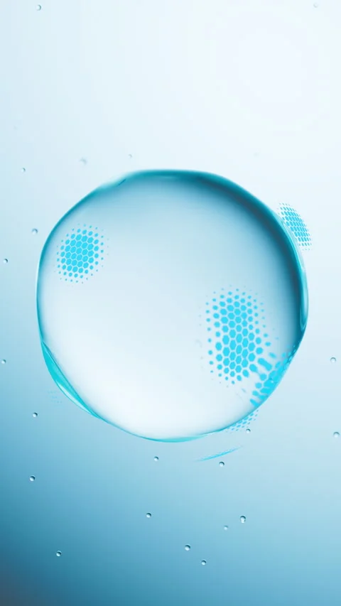 Water bubble protected by shield from attacking particles. Cyber shield Stock Footage 323123055