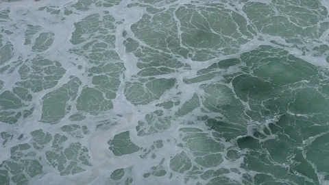 Water bubbles and foam created by ferry engine, static, aerial 動画素材 119454104