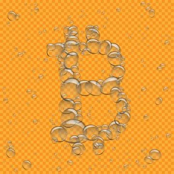 Water bubbles bitcoin transparent Stock Illustration