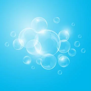 Water bubbles on blue background Stock Illustration