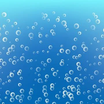 Water With Bubbles On Blue Ocean Background. Clear Soapy Shiny. Illustration Stock Illustration