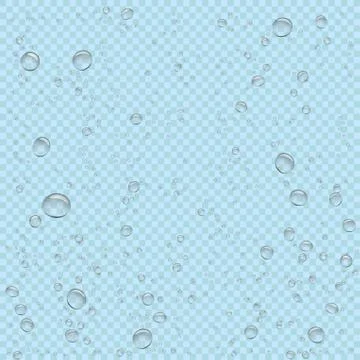 Water bubbles in blue transparent Stock Illustration