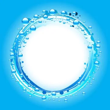 Water bubbles border over blue Stock Illustration