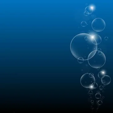 Water bubbles on Drak Blue background Stock Illustration