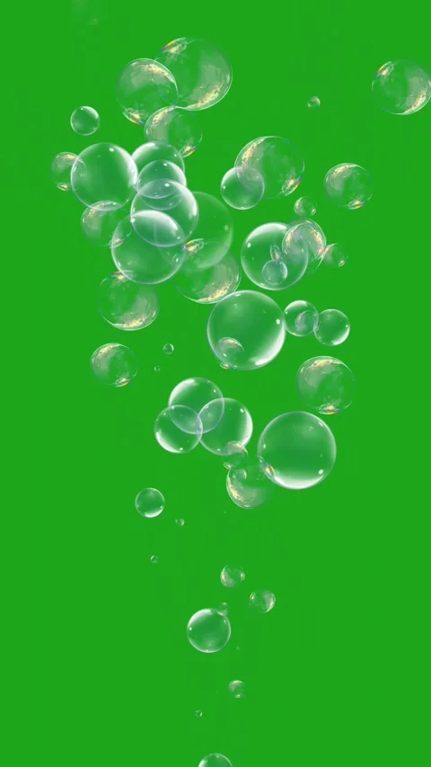 Water Bubbles Floating in Air on Green Screen Background Stock Footage 317217993