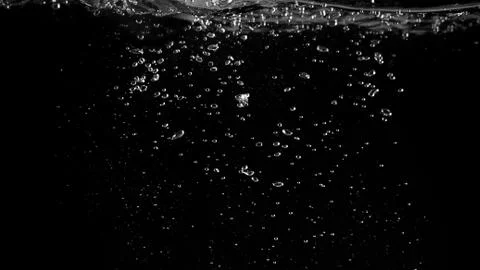 Water bubbles floating on black background Stock Photos